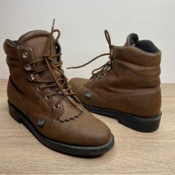 Justin Basics Brown Leather Ankle Boots Size 6.5 - Picture 1 of 9